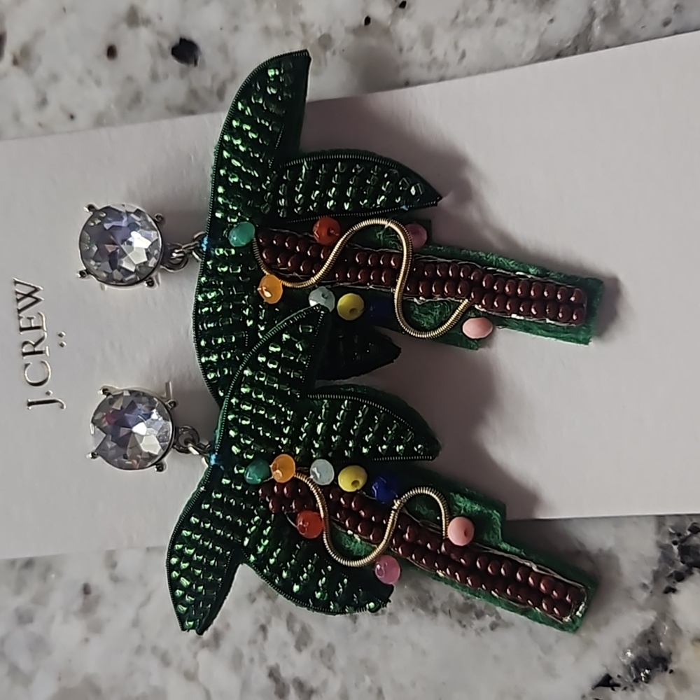 J. Crew Holiday Palm Tree Holiday Earrings NWT